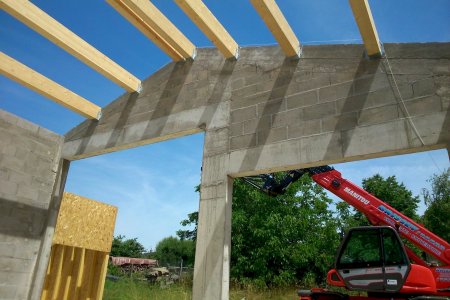 Pannes en bois lamellé-collé - Extension des locaux techniques - Mairie d'Urzy (58)